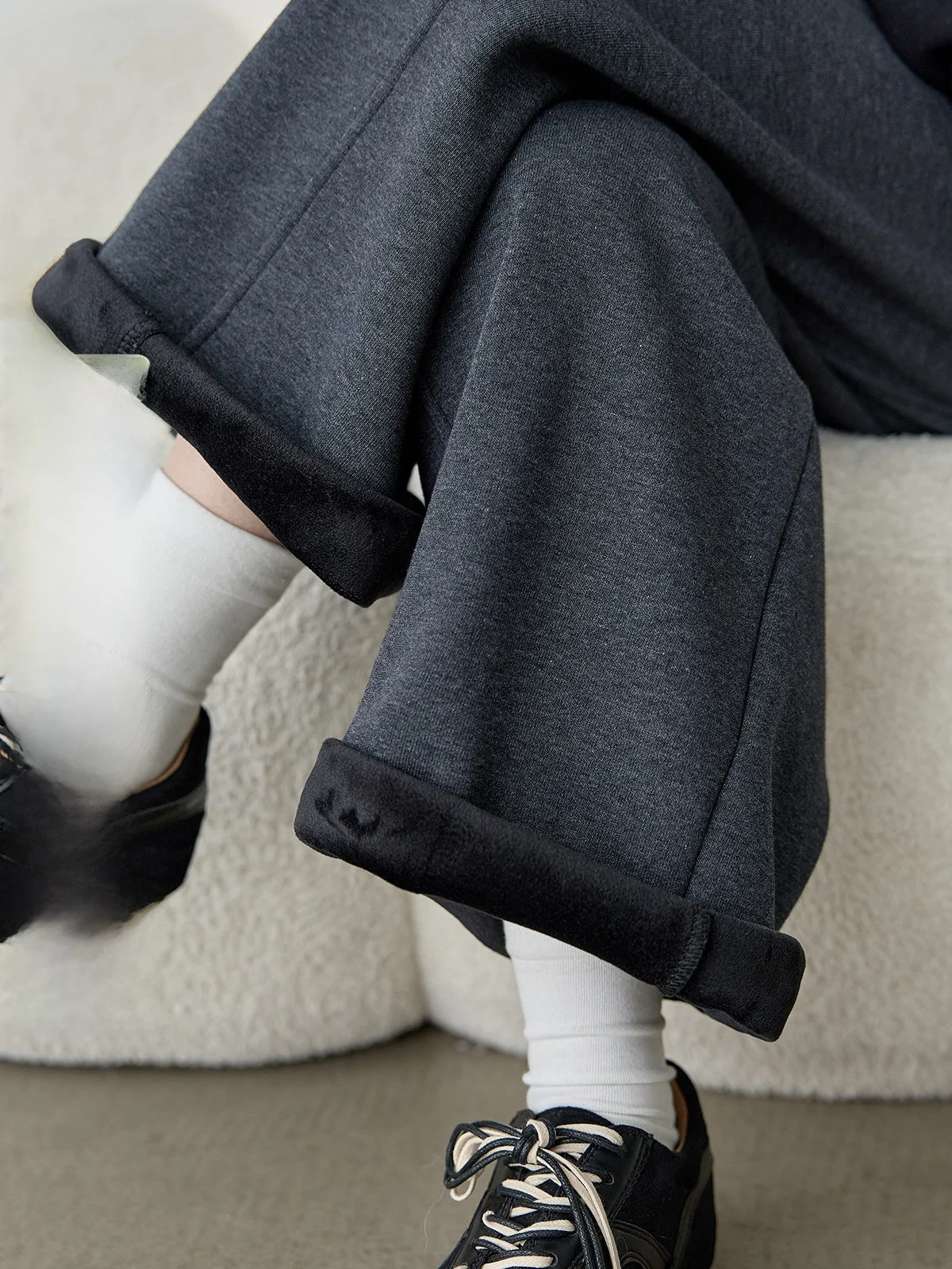 

Женские повседневные брюки с высокой талией, на флисовой подкладке, утепленные, широкие, с эффектом похудения, на шнурке, в корейском стиле, для работы и повседневной носки