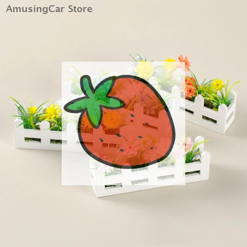 قطعة واحدة من نباتات مصغرة بوعاء مع سياج زهور للعب التظاهري، لعبة ديكور حديقة بيت الدمى بمقياس 1:12