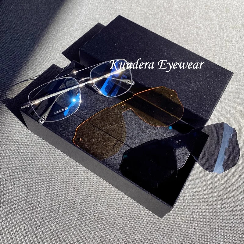 Kundera Eyewear No. 3 - Classic Pure Titanium Magnetic Glasses for Driving, Polarized Sunglasses Can Be Equipped with Trendy Prescription Glasses for Men and Women with Myopia