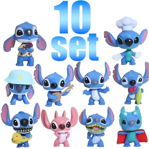 Stitch รูปชุดของเล่นการ์ตูนมินิตุ๊กตารุ่นเค้กอุปกรณ์ตกแต่ง PVC Anime Angel ตารางเครื่องประดับเด็กของขวัญวันเกิด
