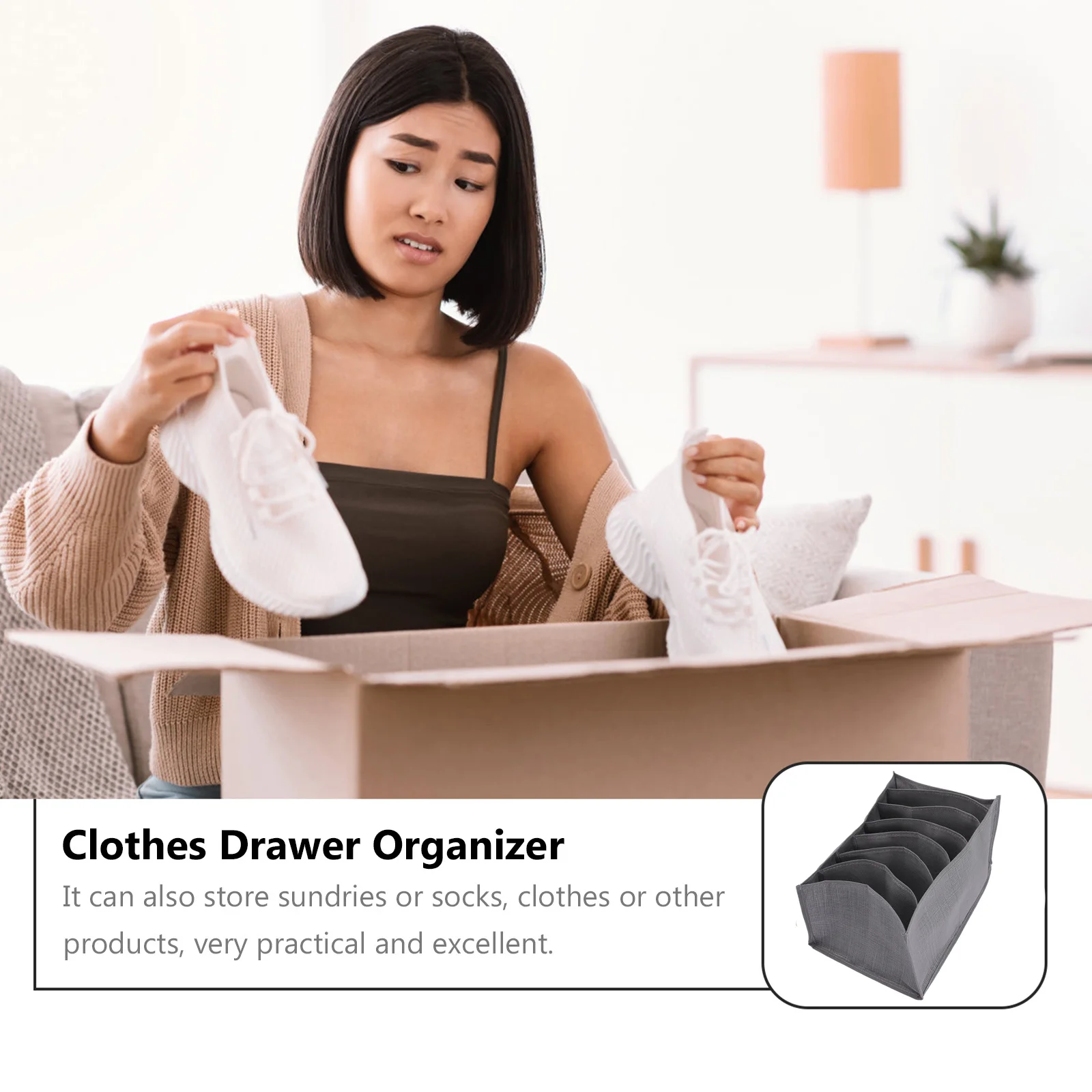 

3Pcs Jeans Drawer Compartment Organizer Large Capacity Beautiful Practical 7 Grid Clothes Organizer for Bedroom