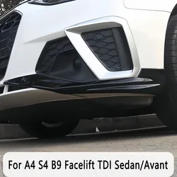 아우디 A4 S4 B9 페이스리프트 TDI 세단 아반트 2019-2024 + 자동차 프론트 범퍼 카나드 스포일러 스플리터, 사이드 립 보호대 커버, 2 개