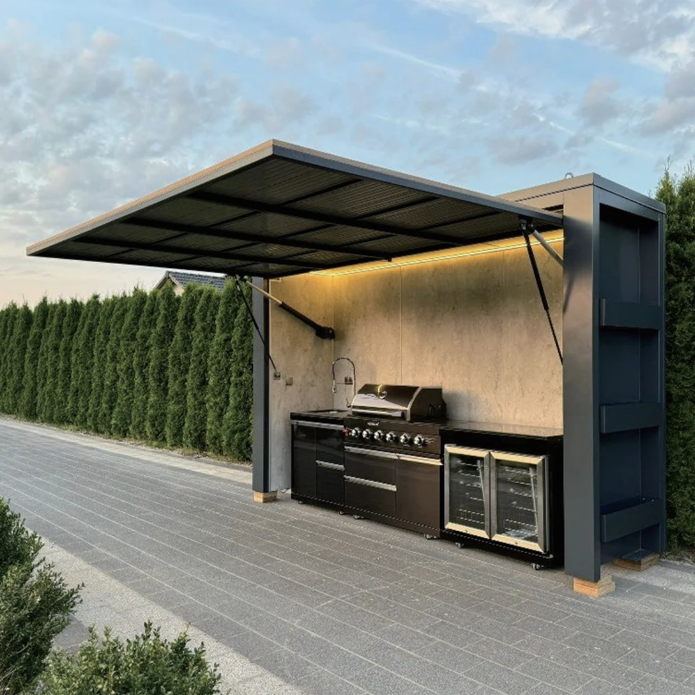 FOODLINE Stainless Outdoor Kitchen Trash Drawer Cabinet Pull Out Bin For BBQ Island Station