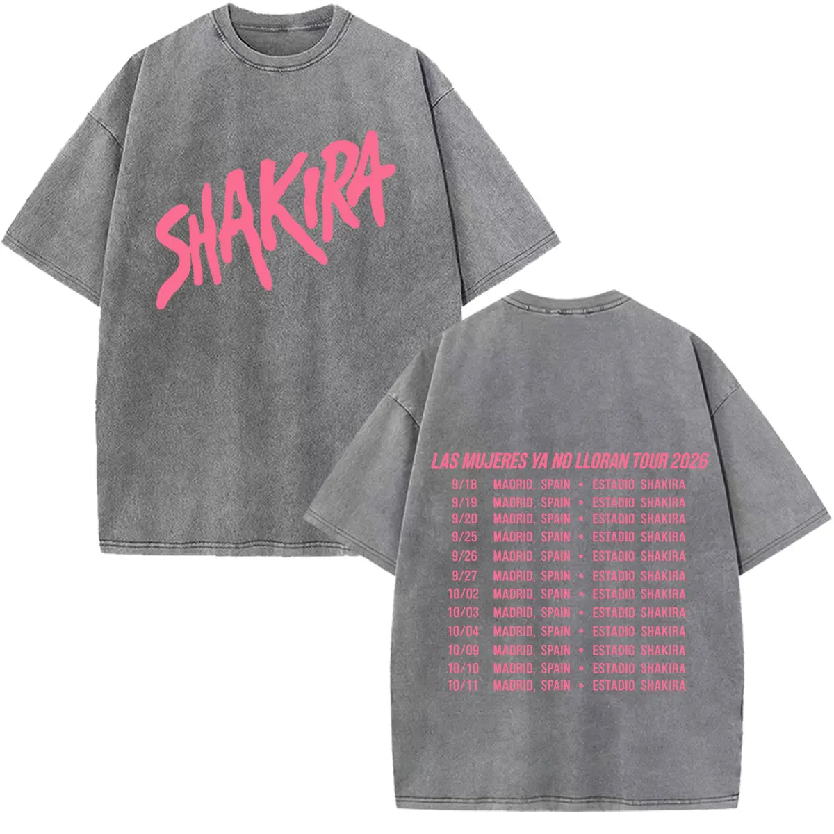 Shakira Las Mujeres Ya No Lloran 2026 Tour Print Vintage Washed Fan Geschenk T-Shirts Herren Damen Mode Locker Lässig Baumwoll-T-Shirt – Detail 6