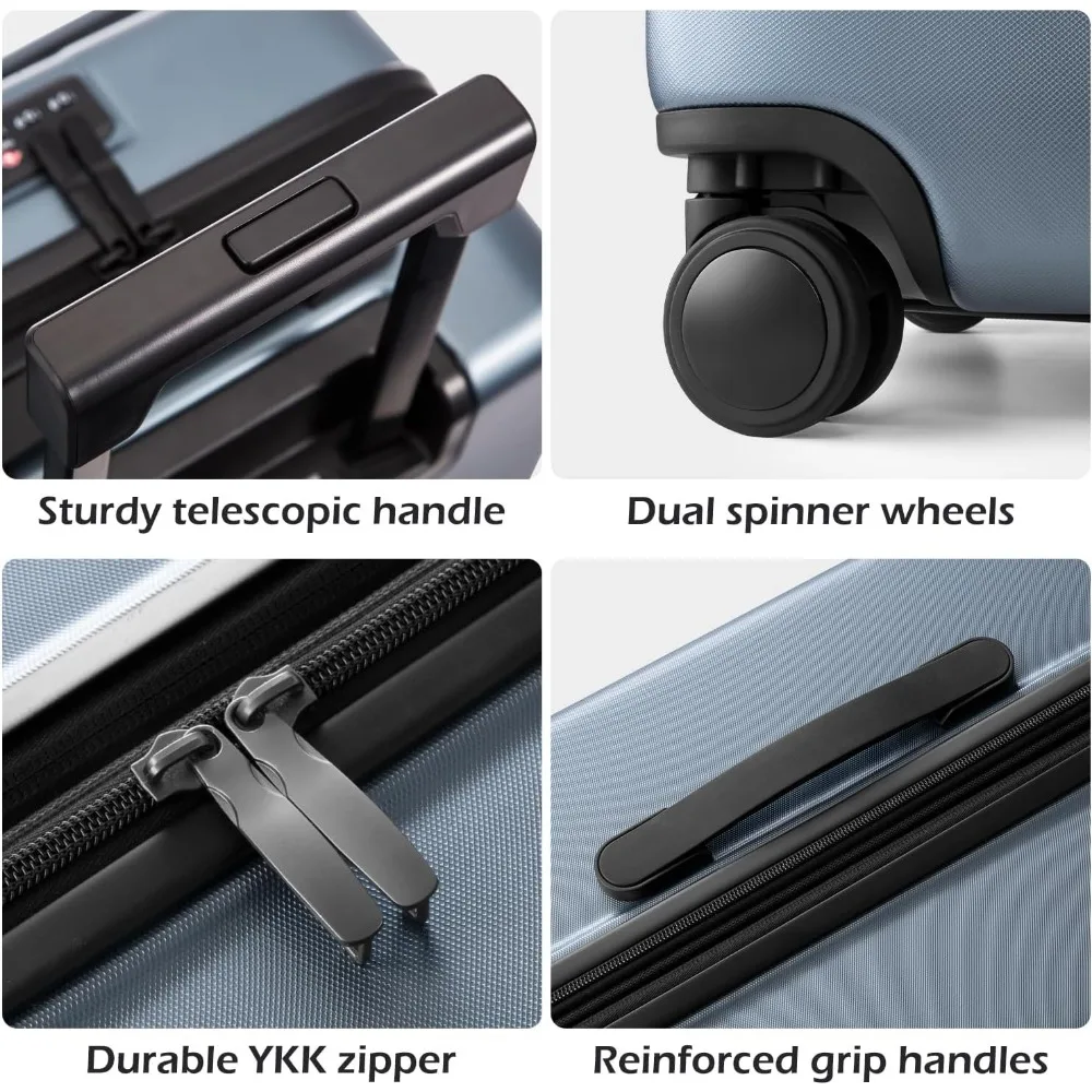 COOLIFE Luggage Suitcase Piece Set Carry On ABS+PC Spinner Trolley with pocket Compartmnet Weekend Bag (Sakura pink, 2-piece Set