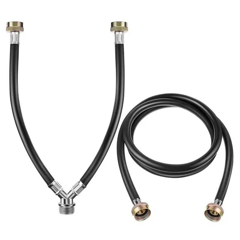 

【24H SALE】Y Mixer Hose Connector With Washing Machine Hose, Hot And Cold Water Supply Splitter And Washing Machine Connector