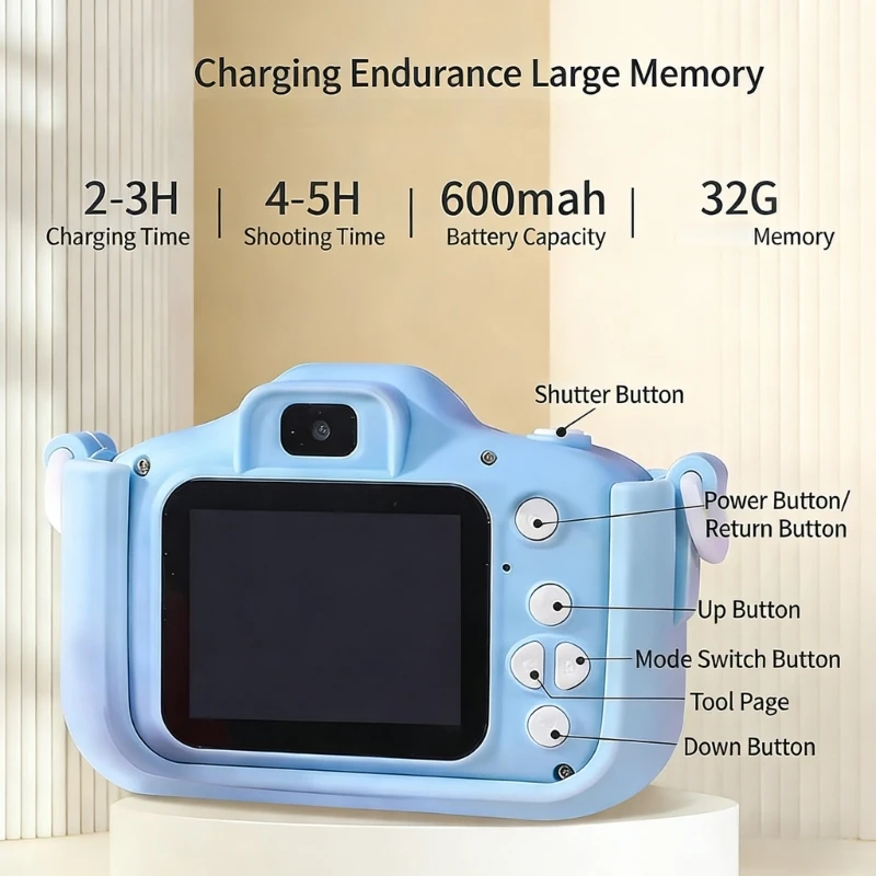 Rechargeable Kids Camera Toy With High Definition Video Photo Early Educational Digital Camera Toy For Preschoolers 15UB