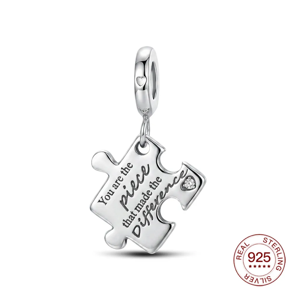 925 Sterling Silver Charm Important Figure Puzzle Pendant Fits Original Bracelets Meaningful Graduation Jewelry Gifts For Women