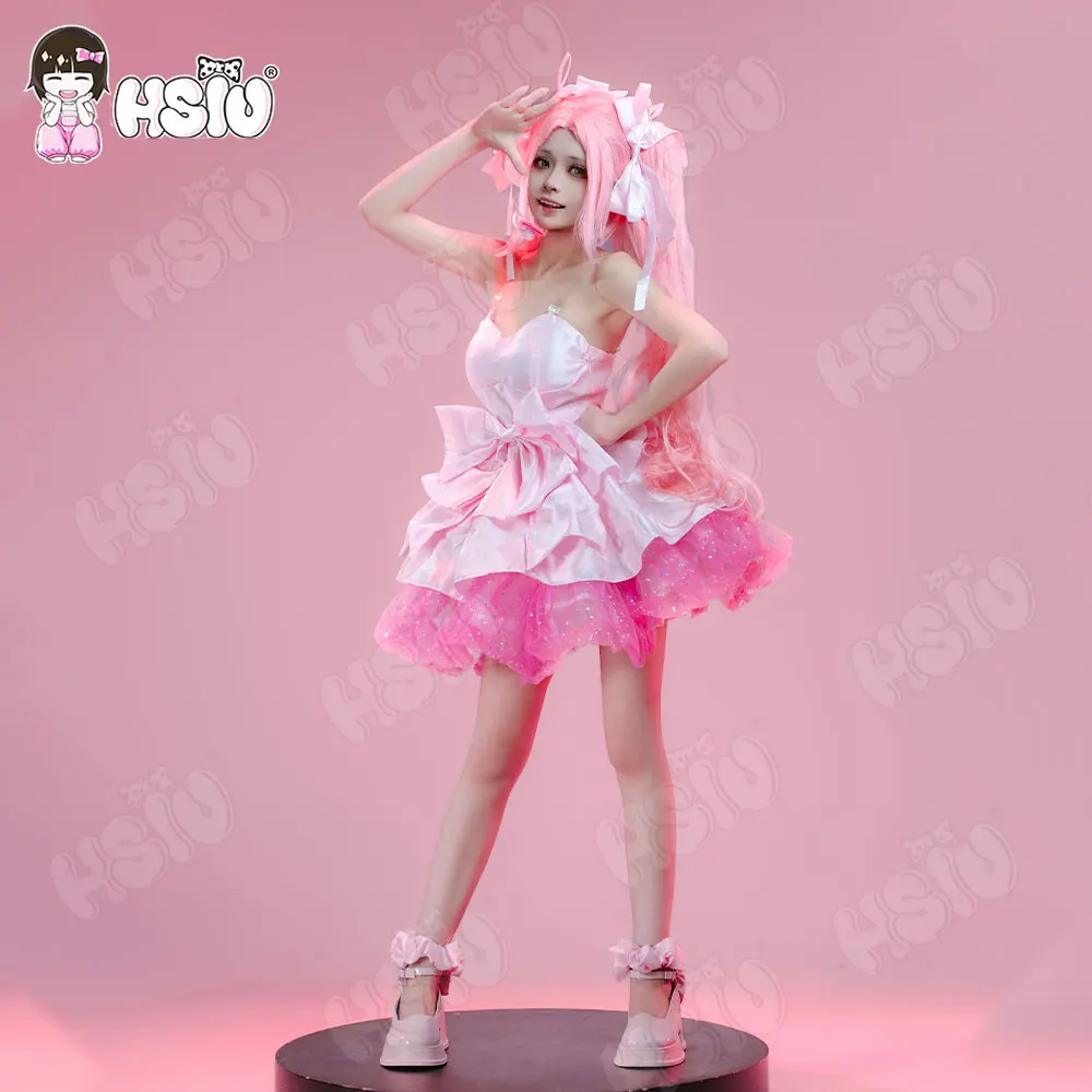 Alien Stage Sua Mizi Cosplay Costume HSIU Zombie Stage Pink White Bow Mini Dress Anime ZOMST Outfit for Halloween - view 6
