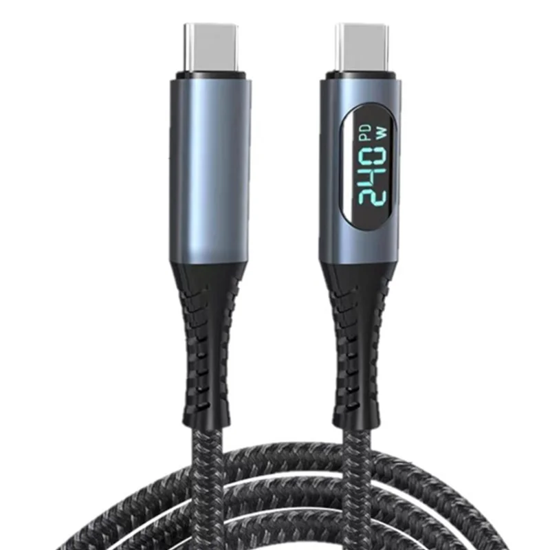 كابل AT12 USB C مع شاشة LED يدعم كابل شحن فيديو 8K بسرعة 40 جيجابت في الثانية بقدرة 240 وات USB C