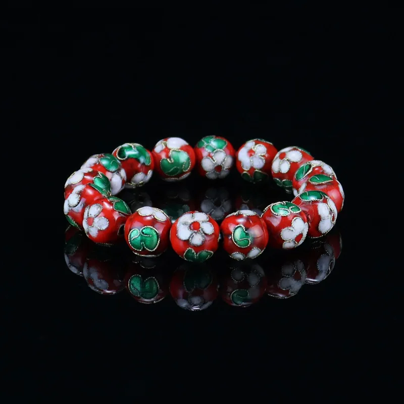 

Cloisonne Bead Bracelet, Round Blue Silver, Filigree Enamel, Men's and Women's Ethnic Style Jewelry, Girls' Gifts