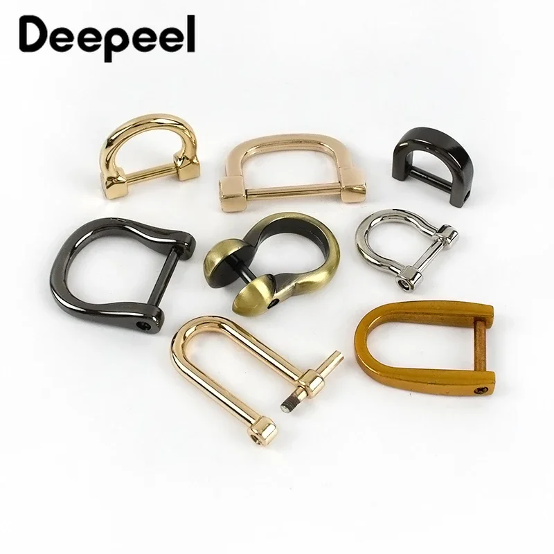 5Pcs Detachable Screw D Buckle U Ring Metal Bag Chain Adjuster Hanger Hooks Clasp Handle Connector DIY Bags Hardware Accessories