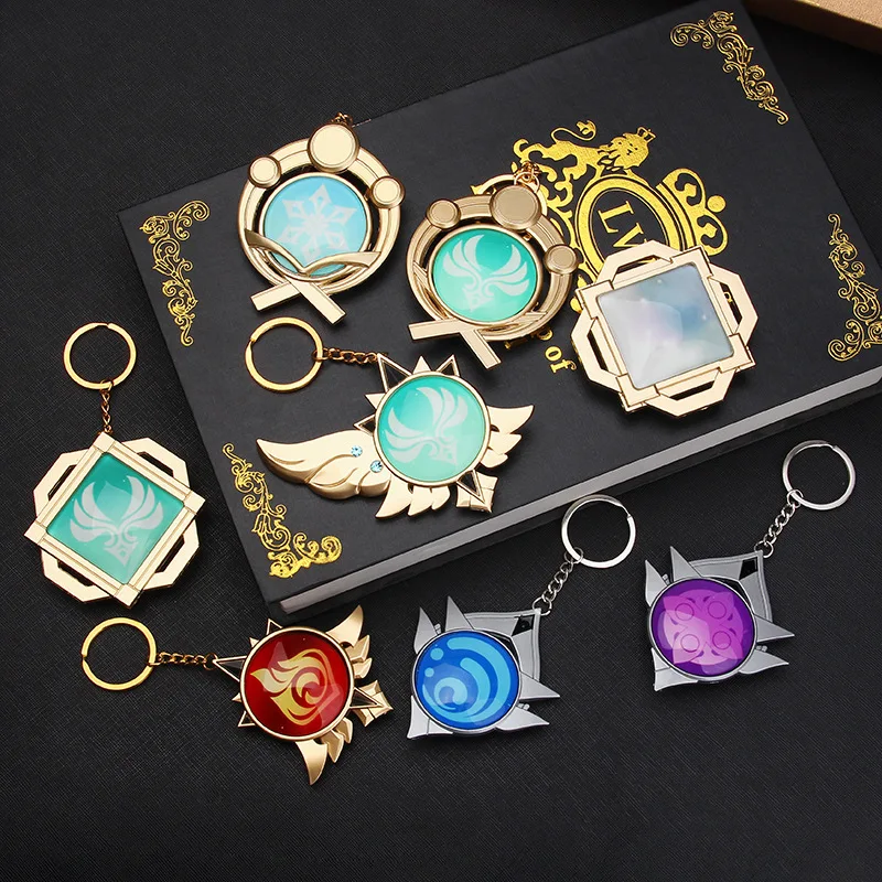 New Big Size Game Genshin Impact keychain Vision Luminous 7 Element Anime Cosplay Weapons Keychain God's Eye Toy KeyRing Gift