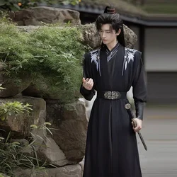 Autumn Winter Ancient Hanfu Dress Set Men Women Traditional Embroidery Costume Stylish Cool Dark BlackSwordsman Cosplay Clothing