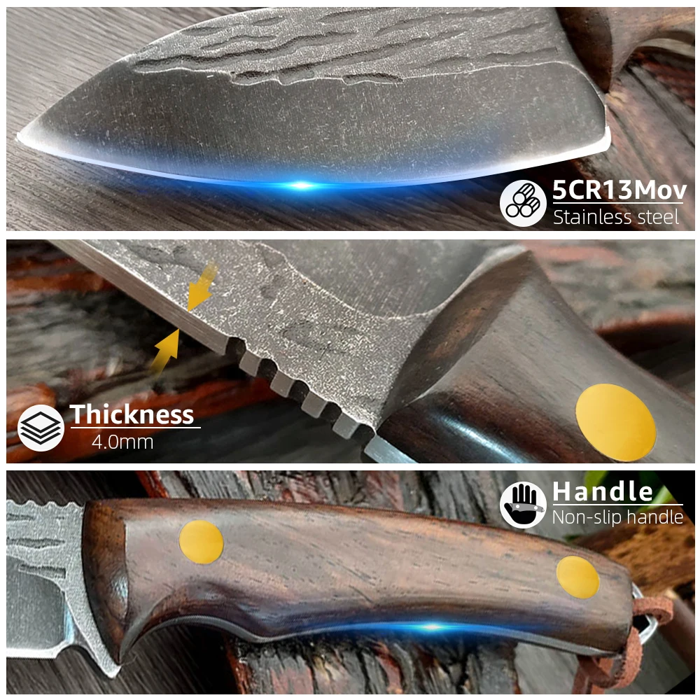 Forged Handmade Knife Multi-use 3.5inch High Carbon Steel chef  Knife Meat Cleaver Knife Barbecue Butcher Knives Kitchen Tool