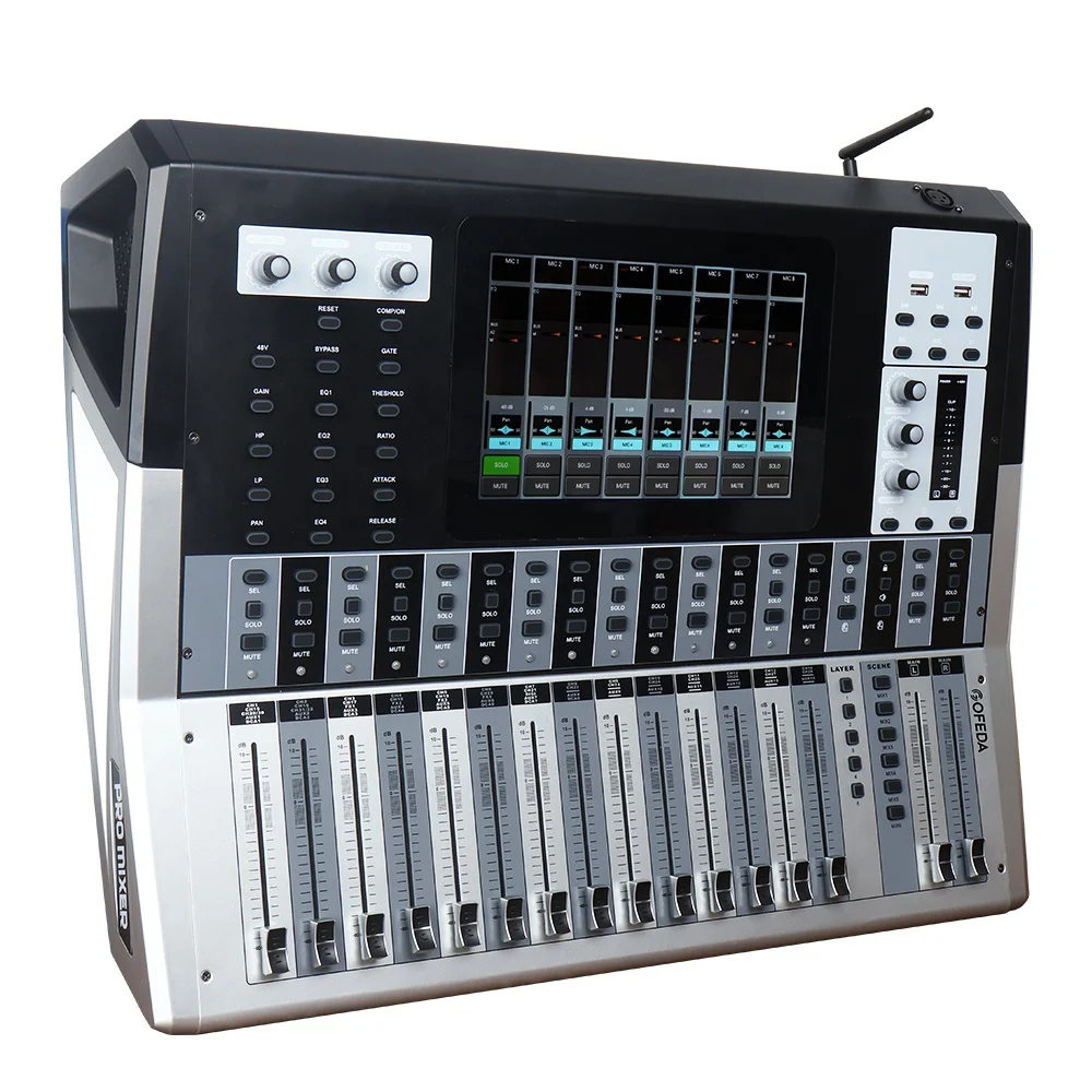 DM32 Pro 32-Channel Professional Digital Mixer Built-In Sound Card Mixing Console with USB Interface Shows Audio & Video