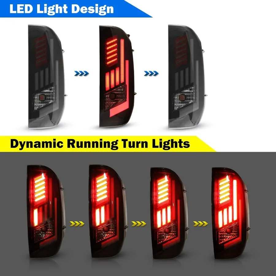 أضواء خلفية LED لشاحنة بيك اب تندرا 20142021 عدسة مدخنة بديلة مجموعة مصابيح خلفية بتصميم حديث ومعزز على شكل حرف V