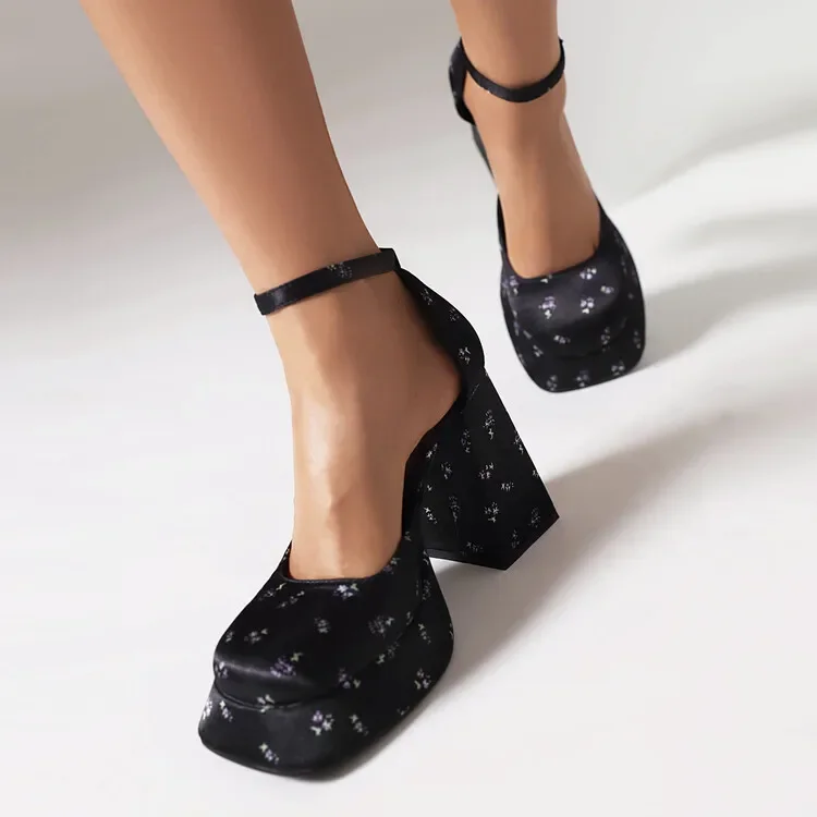 Platform Chunky Heeled Ankle Strap Pumps Shoes Woman Spring Summer 2023 Heel Women Shoe Fashion Sexy Sandal Brand New