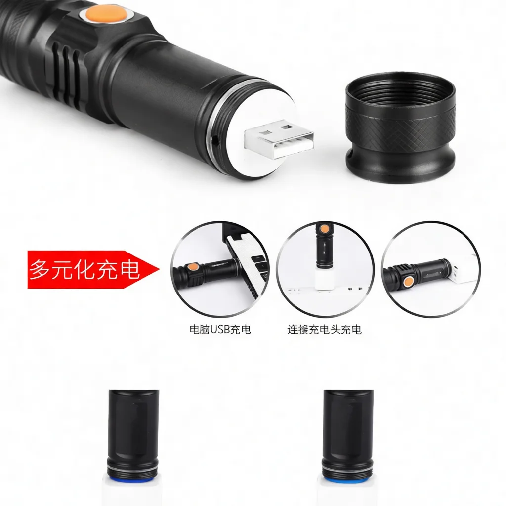Professional Aluminum Led Flashlight Rechargeable Torch Powerful Handheld Light For Outdoor Adventure Camping Night Fishing