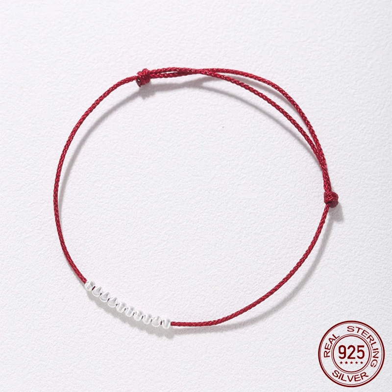 

La Monada 925 Sterling Silver Rope Bracelets Shine Silver Opal Bead Thin Red Thread Line String Bracelets For Women Girls