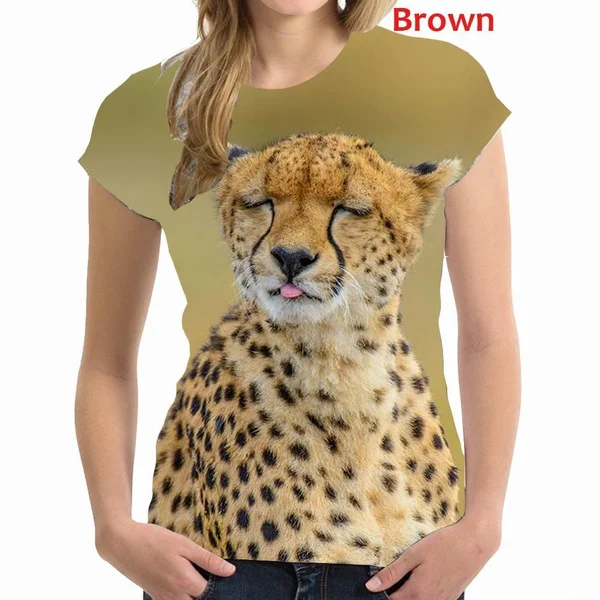 

Leopard Animal Print 3D T Shirt Women Blouse Summer Casual Short Sleeve Tops