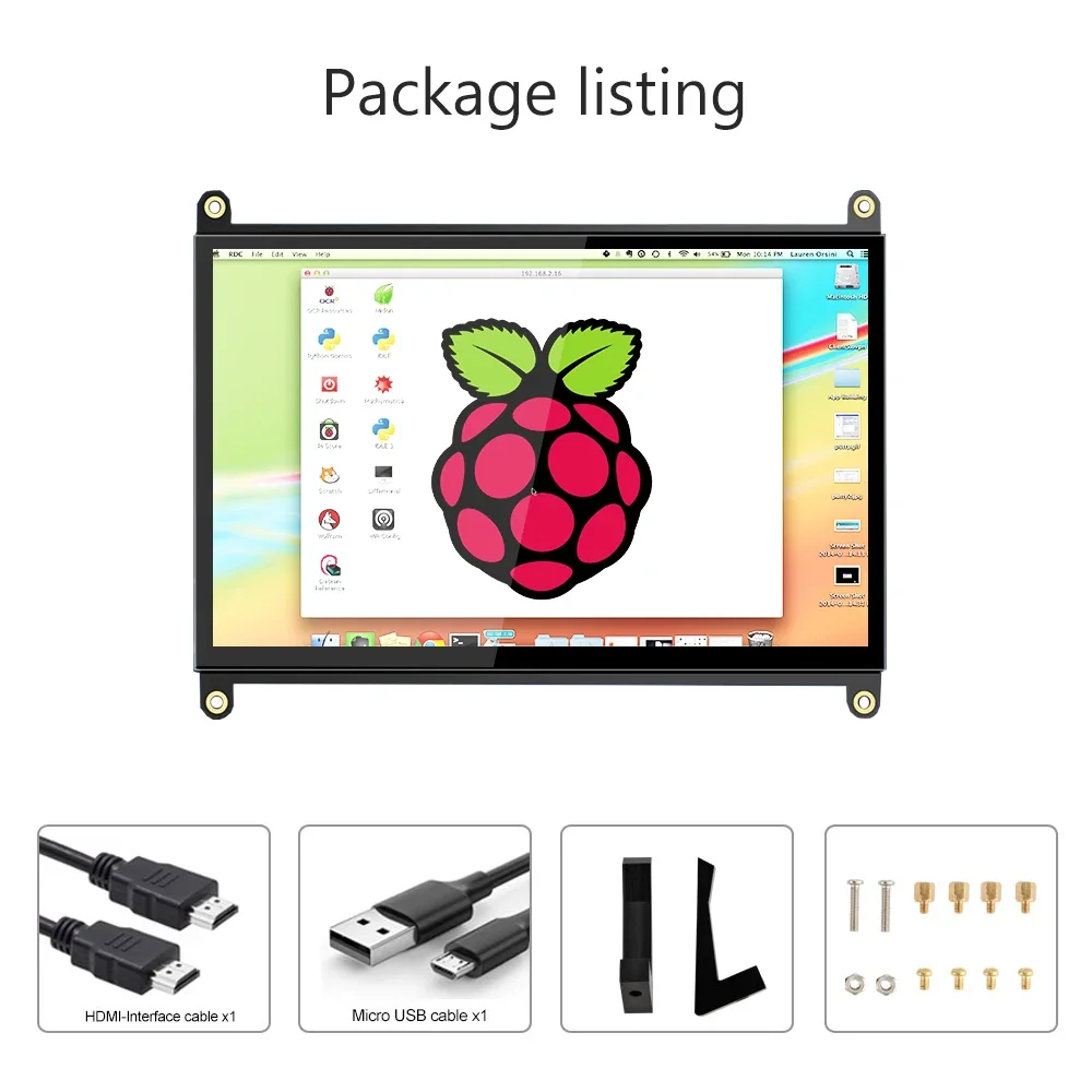 Wisecoco Monitor mini Portabel 7 inci, 1024x600 Raspberry Pi layar sentuh IPS untuk Raspberry Pi 5 4 3 3B 3B + Windows AIDA64