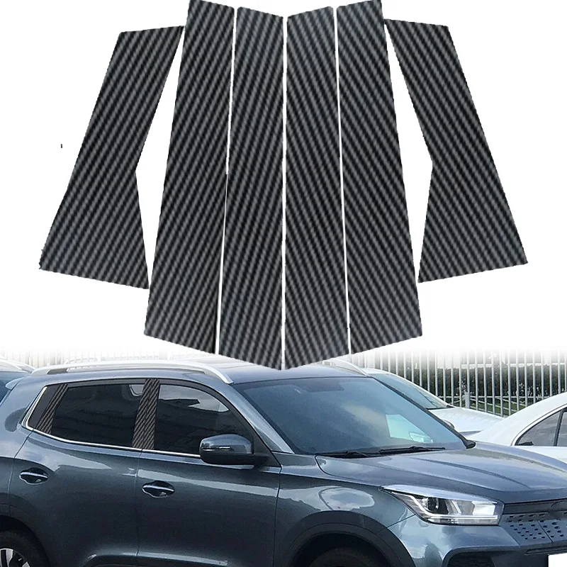 6Pcs Car Door Window Pillar Posts Trims Decorative Stickers Auto Exterior Parts Fit For Chery Tiggo 3 4 2017 2018 2019 2020 2021