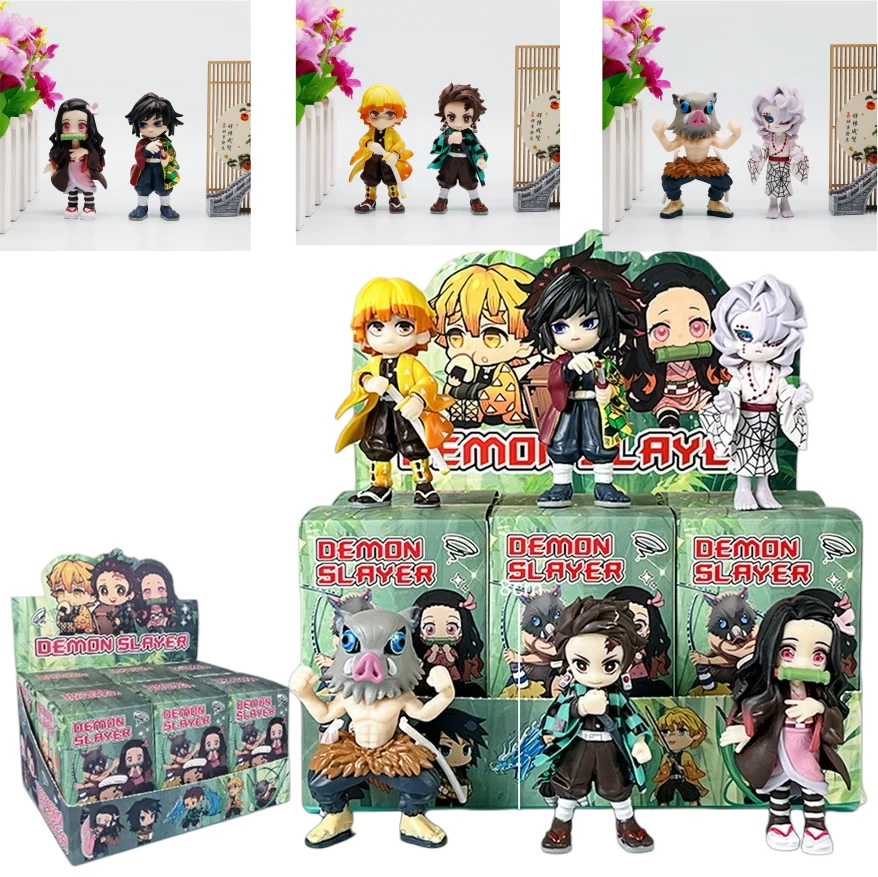 Figurine de dessin animé Demon Slayer Tanjiro Kamado Nezuko, boîte aveugle, statue créative personnalisée, modèle d'ornement, boîte cadeau surprise
