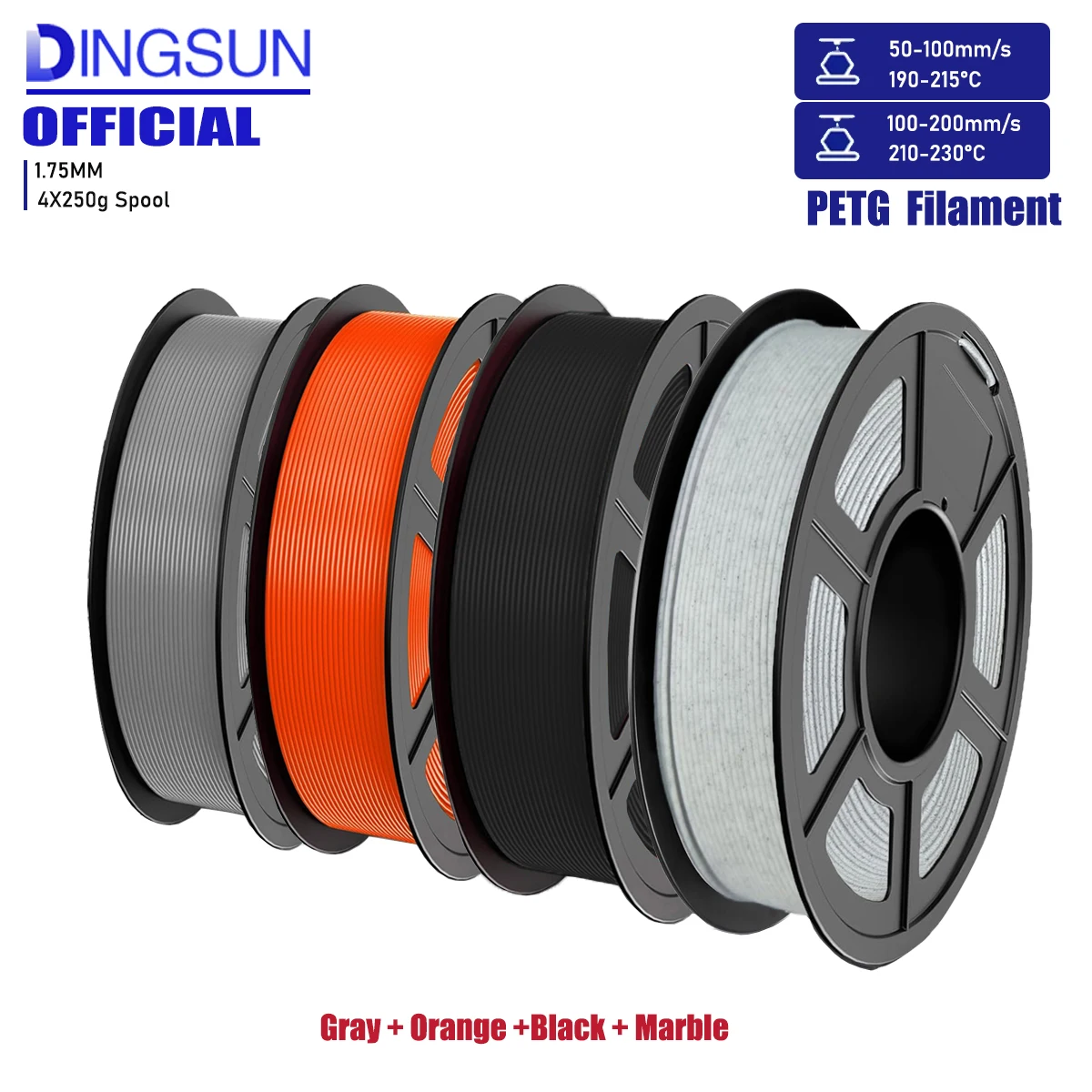 

Нить PETG 1,75 мм, 250 г/500 г/1000 г, упаковка, в индивидуальной вакуумной упаковке, упаковка нити для 3D-принтера, 4 цвета