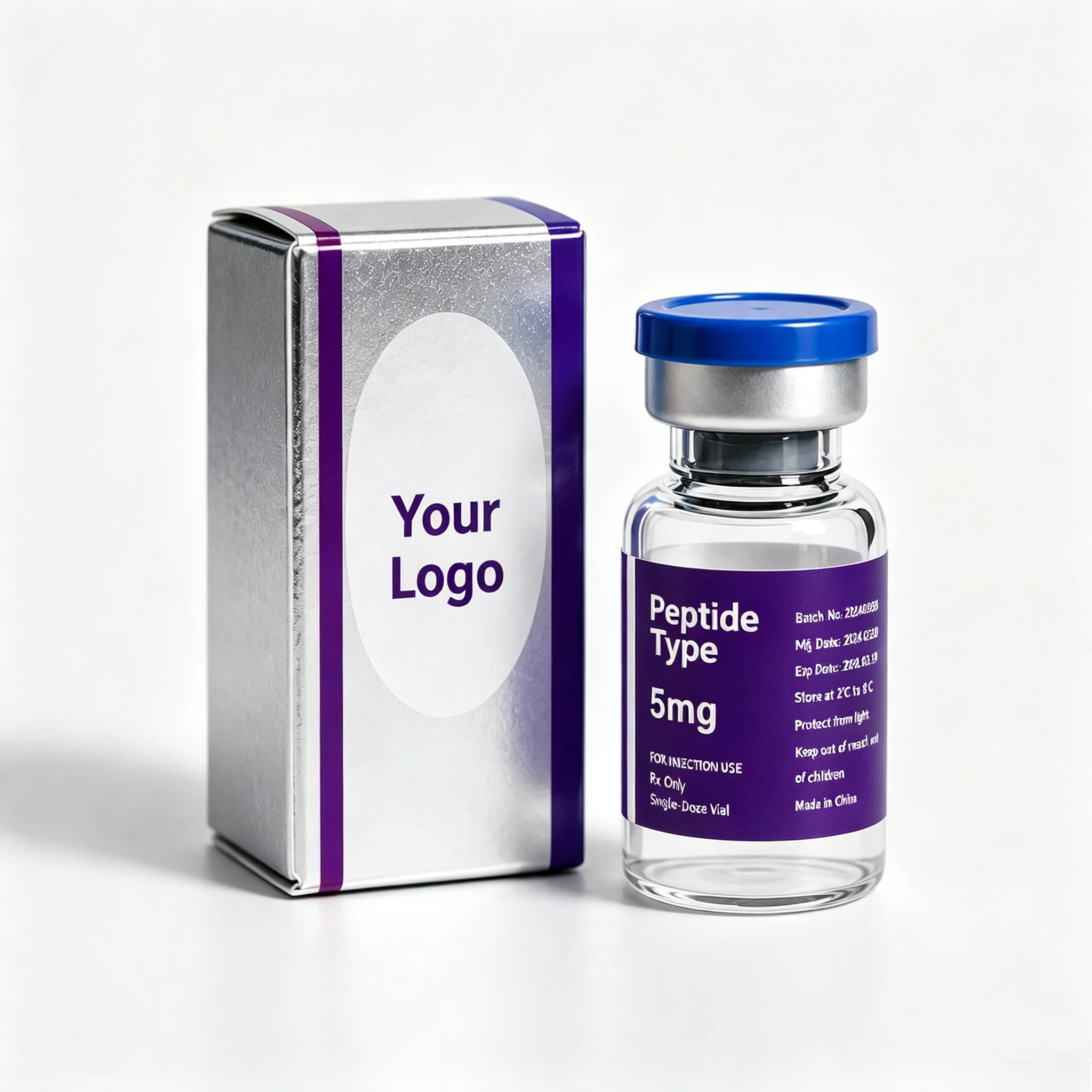 Custom Logo Printed Waterproof Hologram Foil Self Adhesive Vinyl Labels,Peptide Vial Stickers for 3ml & 10ml Vials