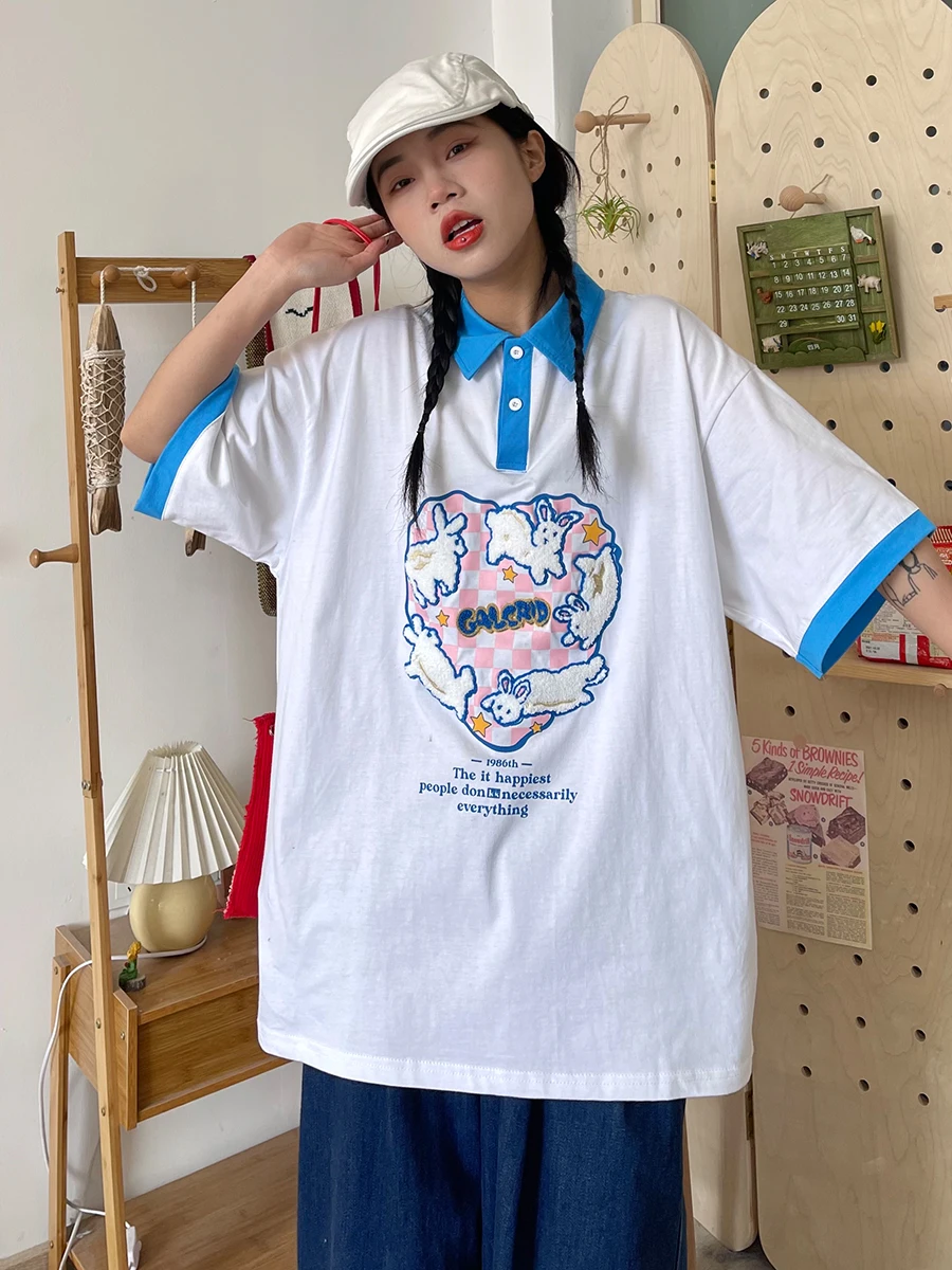 Short sleeved TEES for women 2023 summer new loose fitting bf children's fun rabbit  top T-shirts