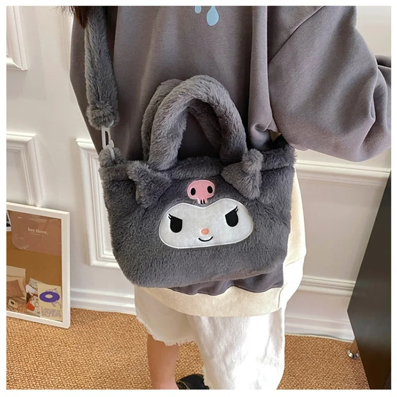 Sanrio Shoulder Bag Plush Kuromi Handbag My Melody Kawaii Hello Kitty Backpack Makeup Pouch Women Gift Girl Tote Bag