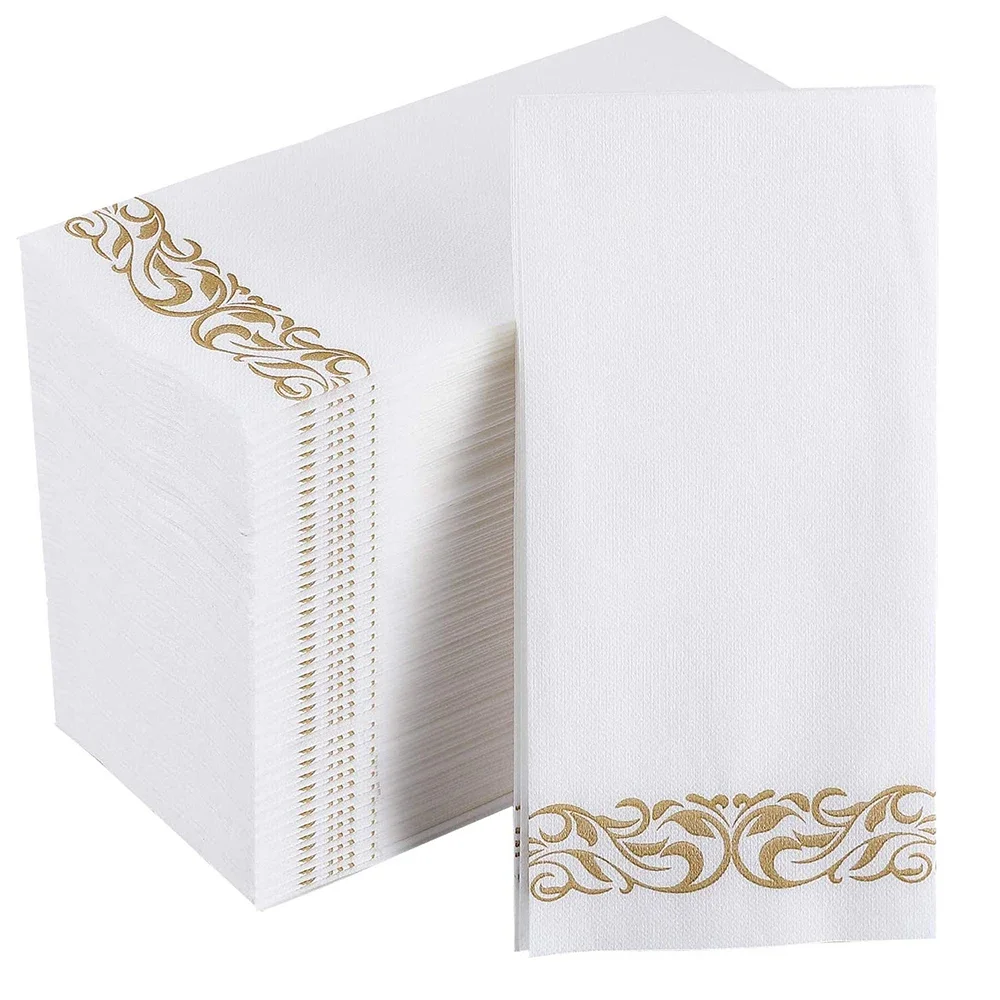 10 Pcs Disposable Guest Towels Soft and Absorbent Linen-Feel Paper Hand Towels Durable Decorative Bathroom Hand for Kitchen