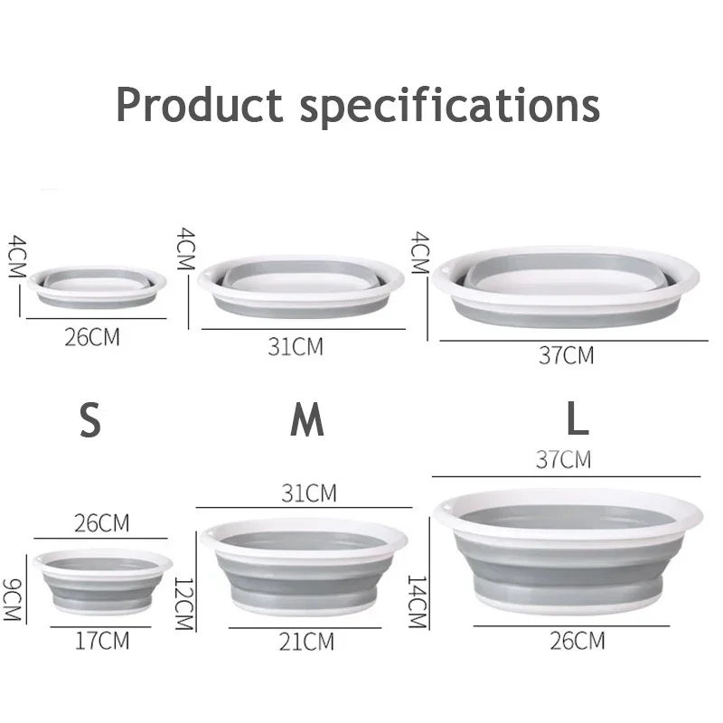 Plastic Folding Wash Basin, Portable Laundry Tub, Multifunctional Wash Basket for Home Bathroom Kitchen Travel