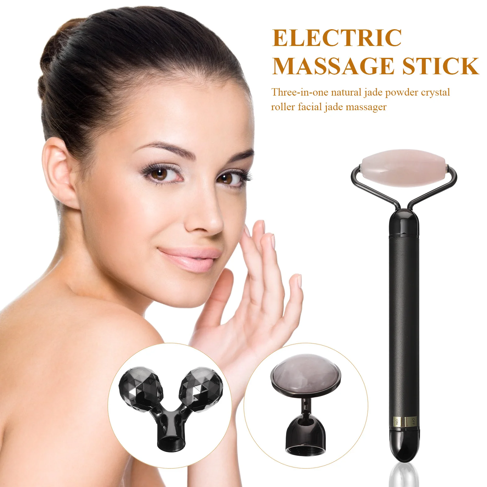 1 set 1 Set 3-In- Jade Facial Roller For Anti-Aging Wrinkle Reduction Eyes Relief Face Massage Tool Facial Care