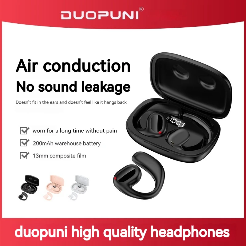 

DUOPUNI Conduction Bluetooth Earphones Wireless Headphone Headset Gamer Stereo Binaural Bluetooth Call Sports Earbuds with Mic