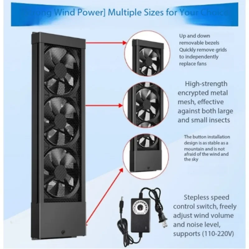 No Drilling Window Exhaust Fan, Powerful Quiet Adjustable Speed Ventilation Fan for Sliding Window Installation