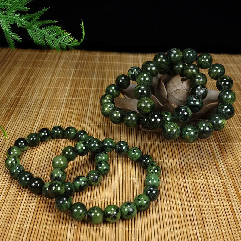 Natural 100% real green Jade round beads carved round rosary beads bracelets for couples woman men Gift with jade bracelet