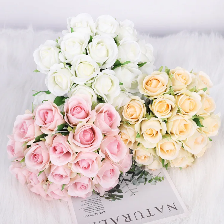 

20 шт., искусственные цветы розы, ветка, букет, цветочная композиция, сделай сам, свадебная вечеринка, украшение дома, реквизит, имитация растения, цветок