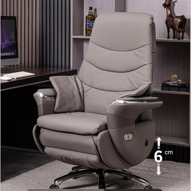 تصميم تدليك جلدي فريد من نوعه، كرسي مكتب تنفيذي فاخر للاسترخاء والتدفئة القطنية، أثاث منزلي مريح وحديث