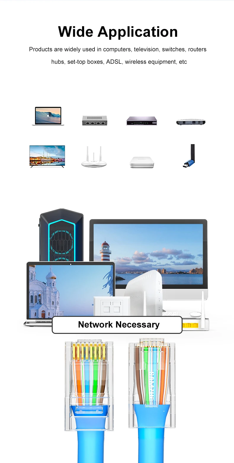 SAMZHE Cat6 RJ45 Modulare Stecker 8P8C Stecker für Ethernet Kabel, gold Überzogene 1Gbps KATZE 6 Gigabit Groß Ethernet Crimp Anschlüsse – Detail 10