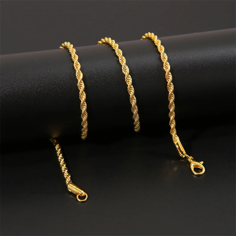 Men Chain Long Necklace Stainless Steel Minimalist Twist Choker Necklace Available in Gold Color Silver Color