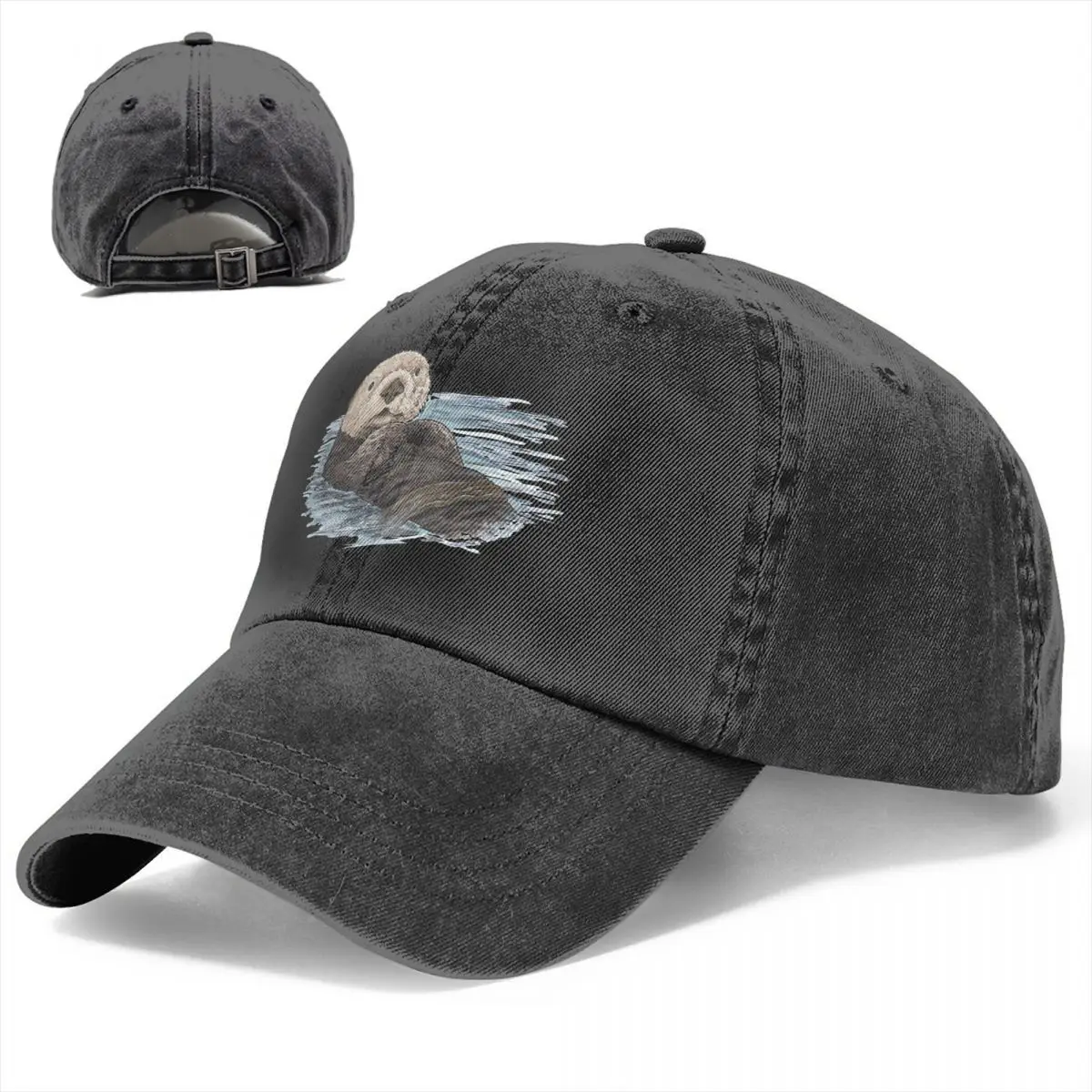 Sea-otter Sketch Baseball Cap Fashion Distressed Denim Wildlife Animal Lover Sea Headwear Unisex Outdoor Running Golf Caps Hat