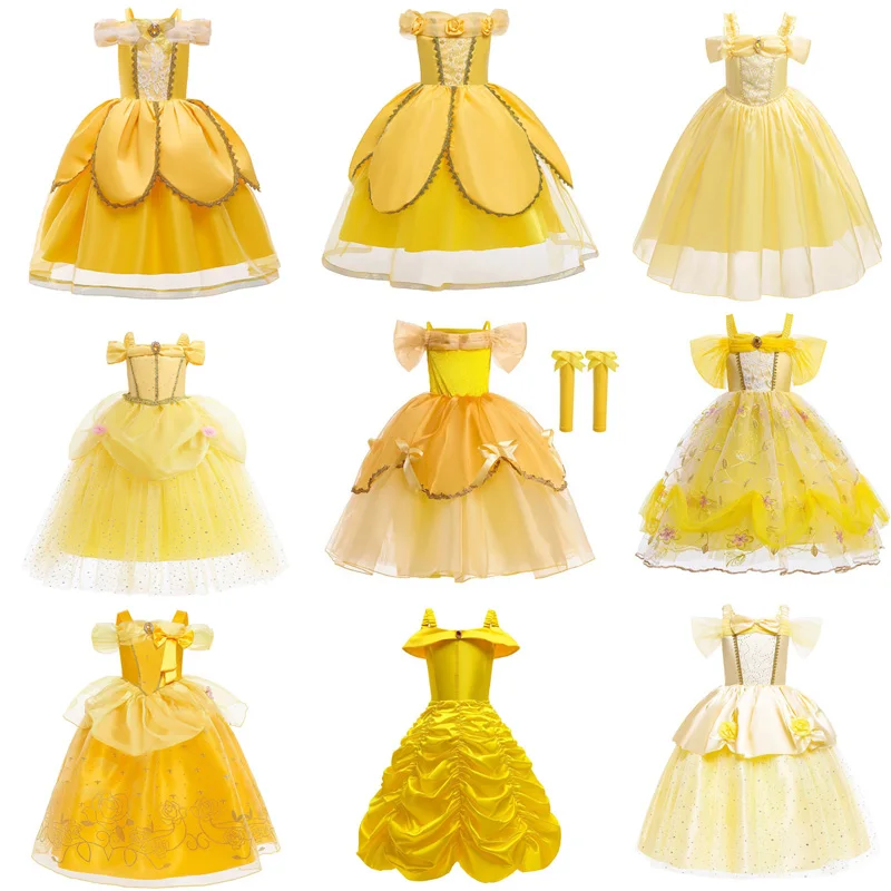 Kids Belle Costume Girl Halloween Christmas Princess Cosplay Party Dress Children Birthday Party Clothes