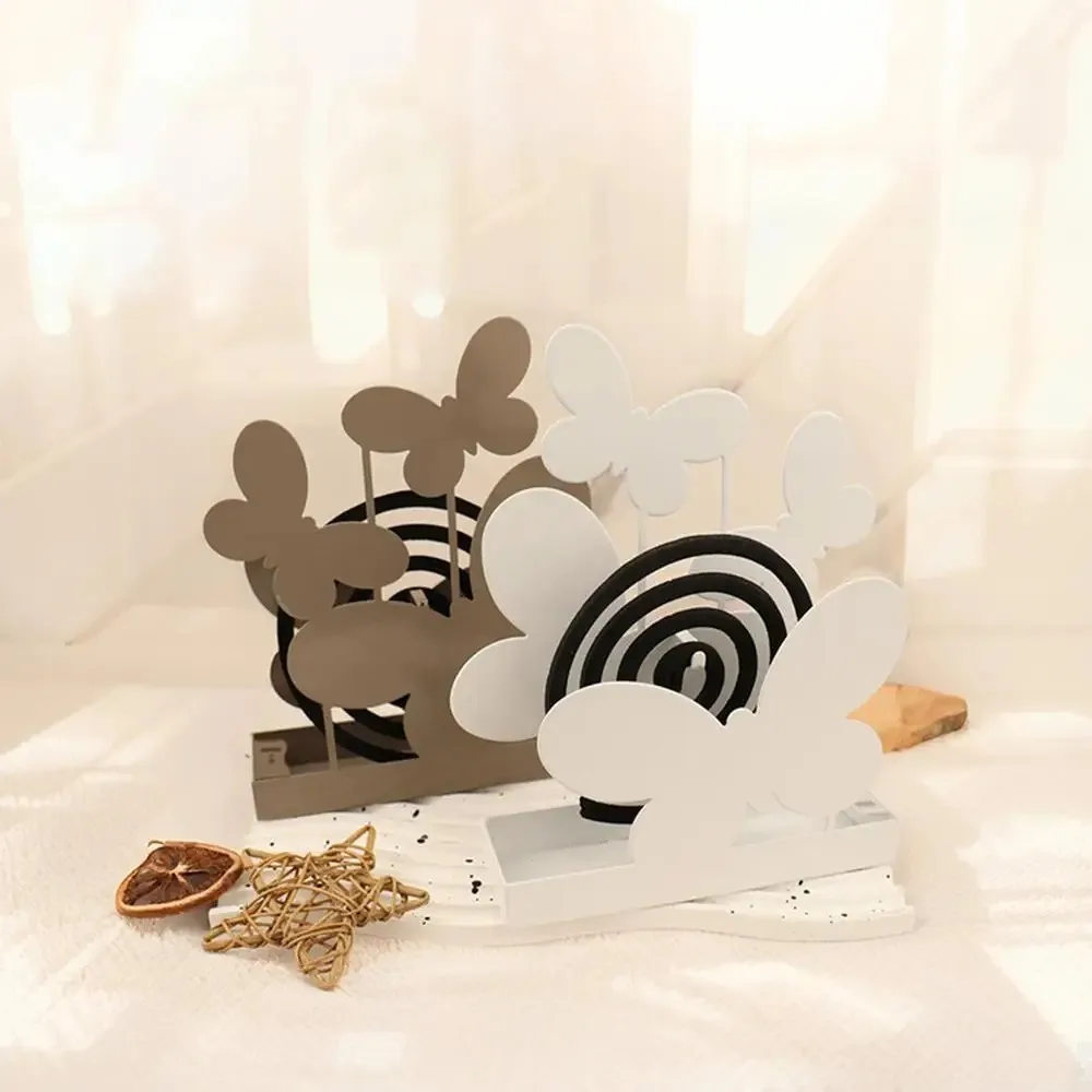 Stainless Steel Butterfly Mosquito Coil Holder Stable with Tray Fly Coil Holder Fashion Mosquito Coil Rack Plate Home Decor