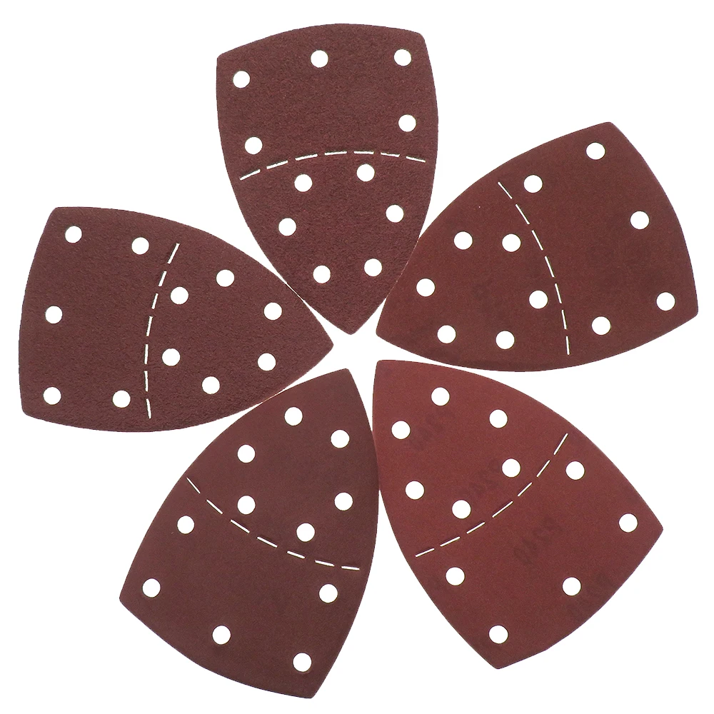 10/60pc Mouse Detail Sander Sandpaper 11 Holes Triangular Sanding Paper for Multi Sander Bosch PSM 160A Detail Palm 40-240 Grits view 5