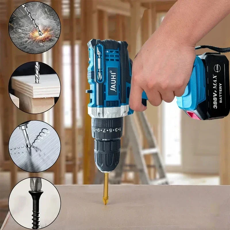 20+3 Torque 21V Cordless Drill Electric Impact Electrical Screwdriver Impact Wireless Tool Electric Hand Tools Lithium Battery