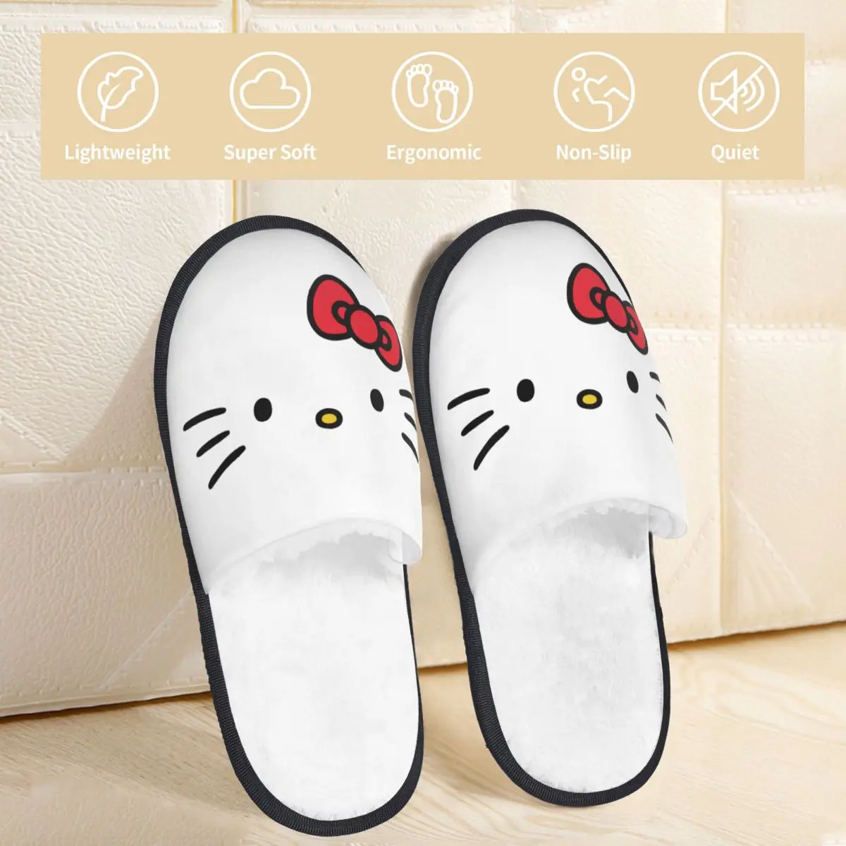 Hello Kitty Sanrio Winter Cotton Home Slippers Living Room Soft Memory Foam Slippers Anti Slip