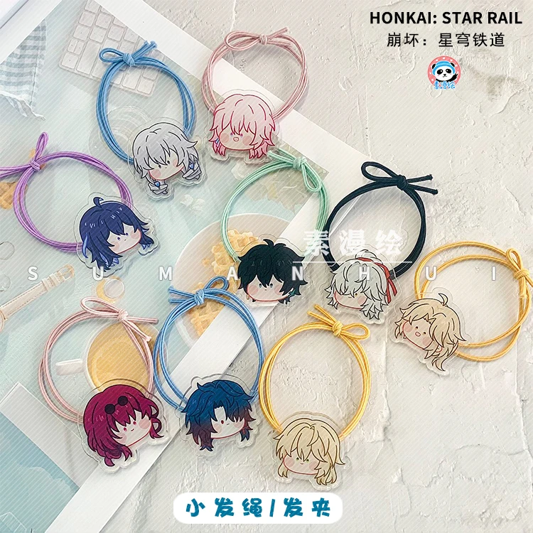 Anime Honkai: Star Rail Seele Kafka Jingyuan Danheng Cute Acrylic Head Rope Headwear Barrette Hair Clip Hairpin Accessories