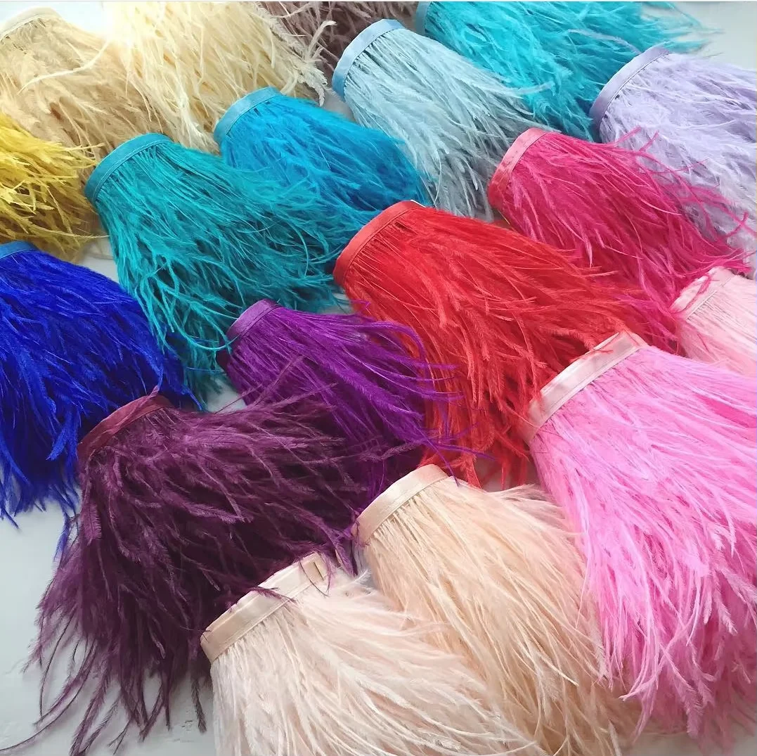 Straußenfeder-Fransenborte 8-10cm 1M Flauschiges Federnband zum Nähen von Hochzeitskleidern, Basteln, DIY-Kopfschmuck, Korsagen-Dekoration